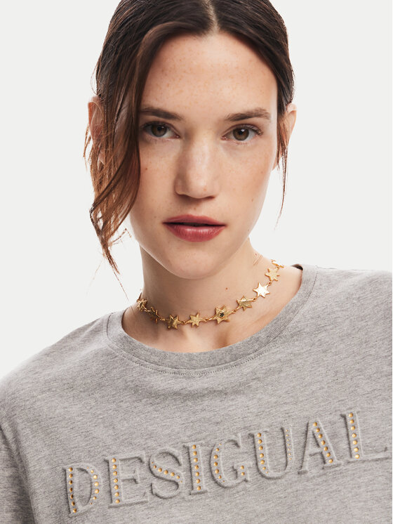 Desigual Desigual T-krekls Brandy 24WWTK24 Pelēks Regular Fit