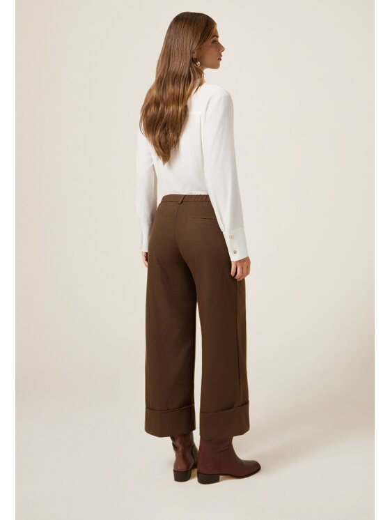 Oltre Oltre Pantaloni di tessuto P042R008972N0Z2 Marrone Cropp Fit