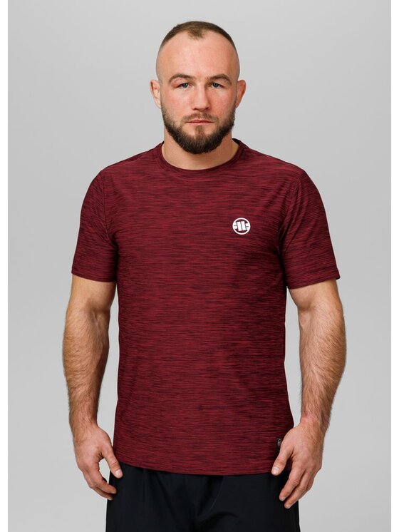 PITBULL PITBULL Koszulka techniczna Casual Sport Small Logo Bordowy Regular Fit