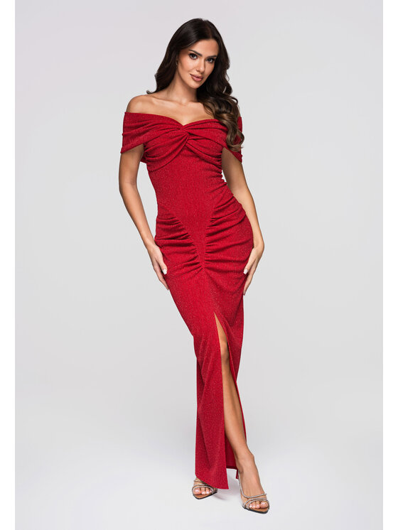 Ombre Ombre Sukienka wieczorowa LA-OM-DLR264 Czerwony Regular Fit