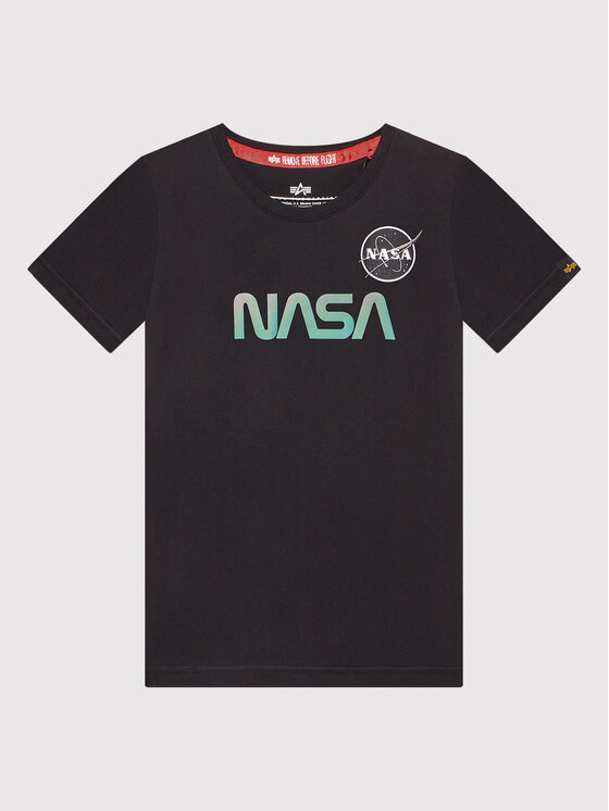 Alpha Industries T-shirt Nasa Rainbow Reflective 198718RR Crna Regular Fit