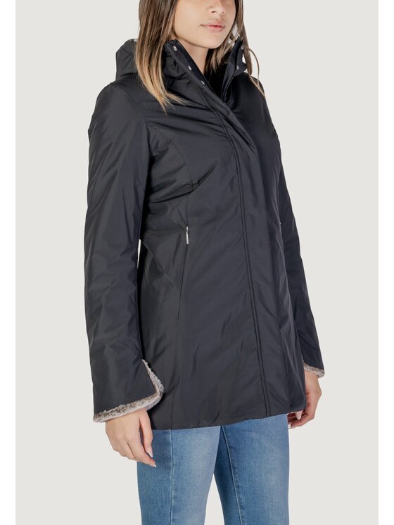 SUNS SUNS Cappotto Marmolada Fur Nero Slim Fit
