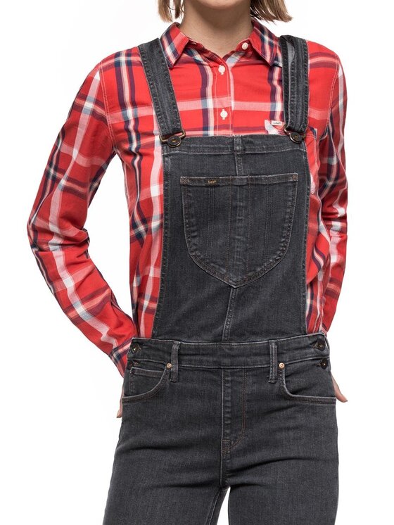 Lee Lee Ogrodniczki BIB Czarny Skinny Fit