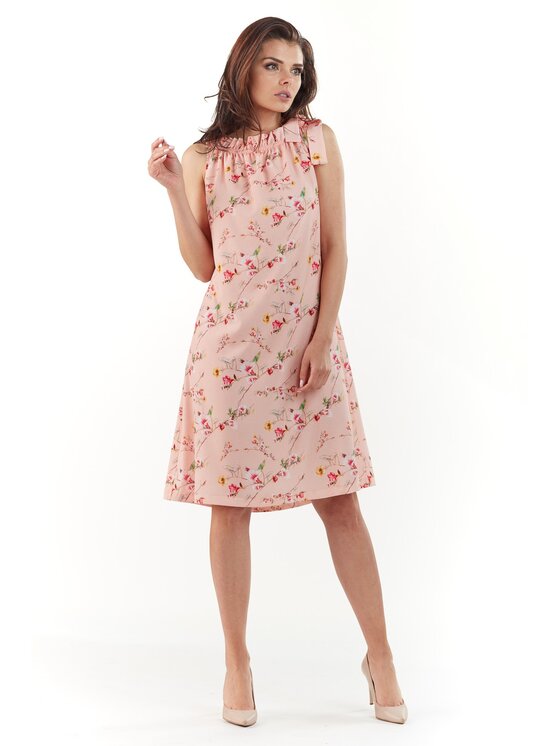 Awama Awama Sukienka letnia A224 Różowy Basic Fit