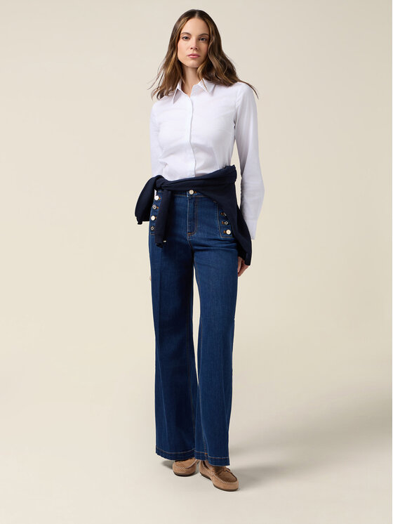 Oltre Oltre Jeansy P457R008881N024 Niebieski Flare Fit