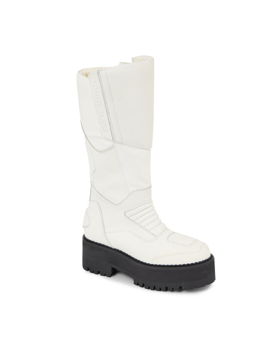 Tommy Jeans Tommy Jeans Zābaki Tjw Long Shaft Biker Boot EN0EN02376 Balts