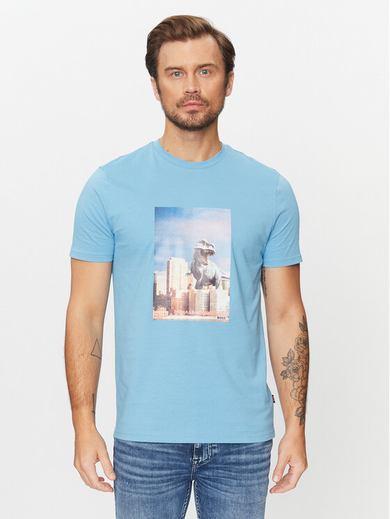 Boss Tricou Tefragile 50503535 Albastru Regular Fit