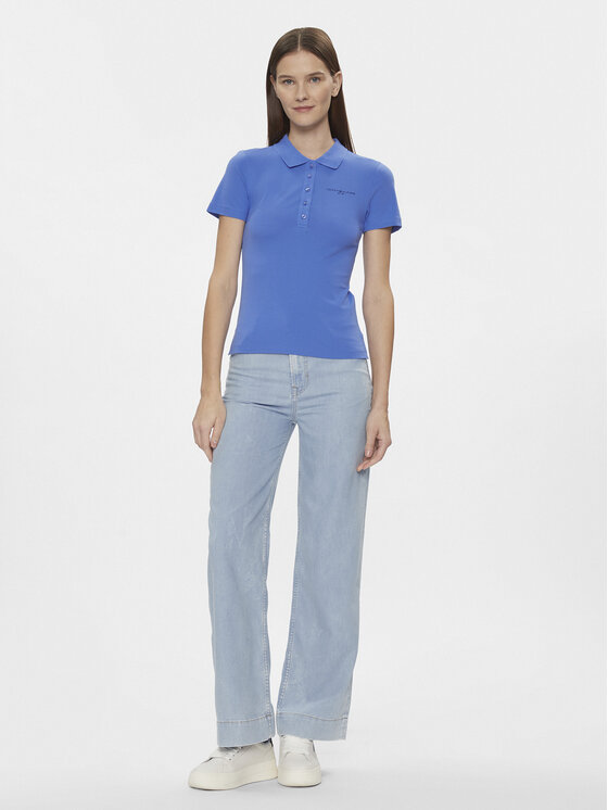 Tommy Hilfiger Tommy Hilfiger Polo Slim Mini Corp Logo Polo Ss WW0WW41032 Blu scuro Slim Fit