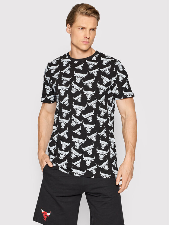New Era New Era Tricou Chicago Bulls All Over Logo 12893176 Negru Regular Fit