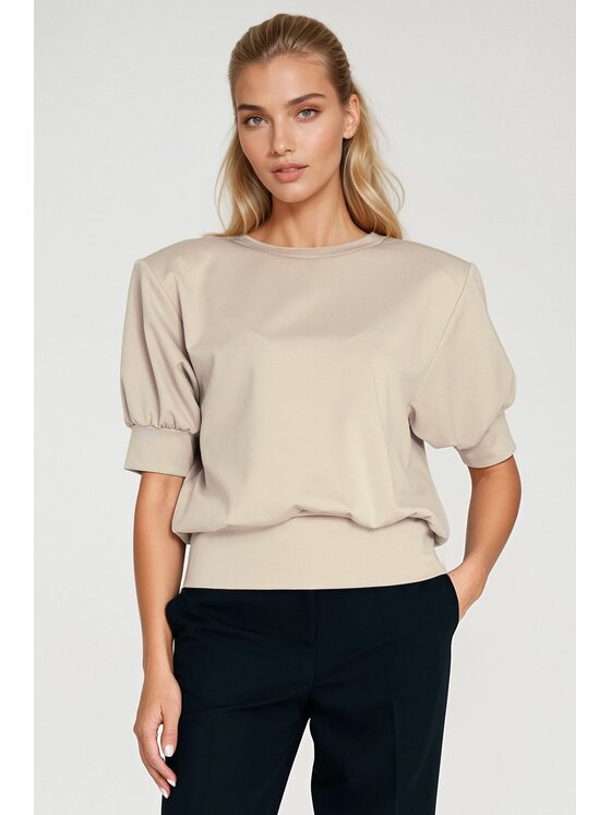 NIFE NIFE Bluza BL12 Beżowy Oversize
