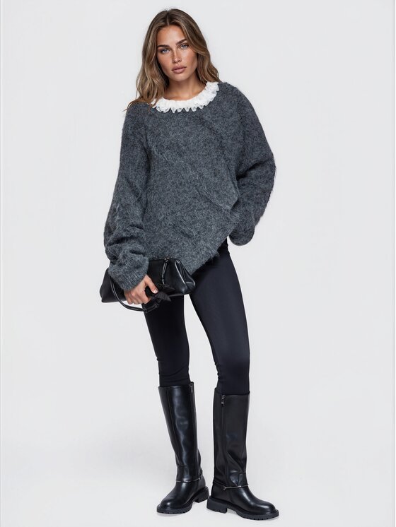 Ombre Ombre Svetr OW-SW-E0074 Šedá Oversize