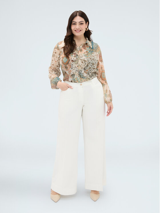 Fiorella Rubino Fiorella Rubino Koszula 5069T001548N0R2 Kremowy A-Line Fit
