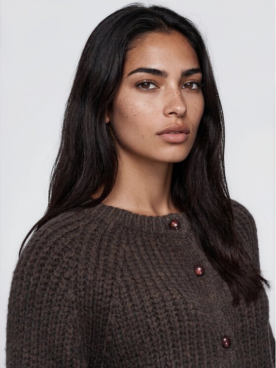 Ombre Ombre Svetr OW-SW-E0071 Hnědá Relaxed Fit