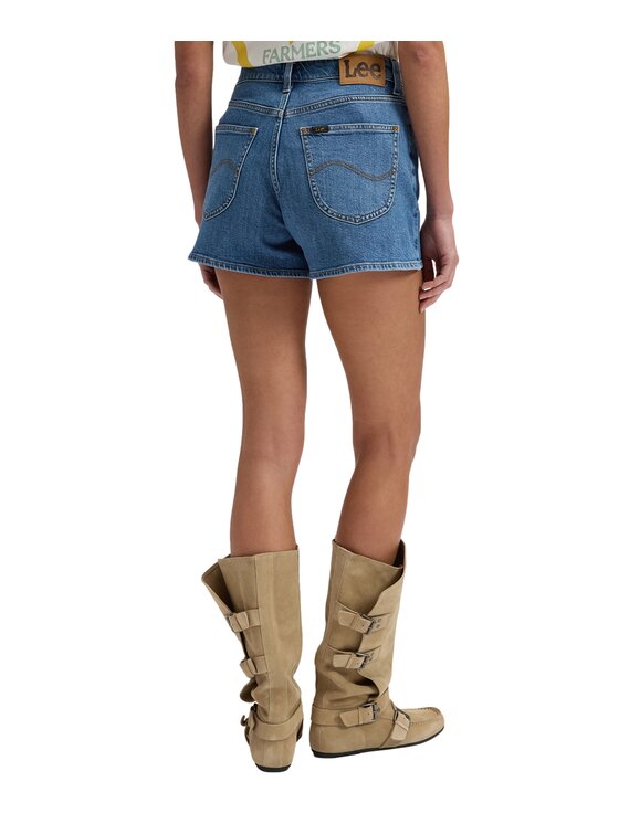 Lee Lee Szorty jeansowe 112376614 Niebieski Regular Fit