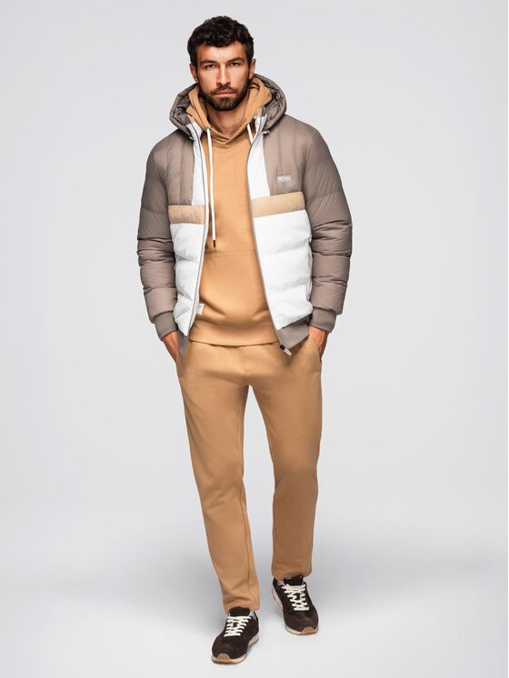 Ombre Ombre Kurtka przejściowa OM-JALP-0296 Brązowy Regular Fit