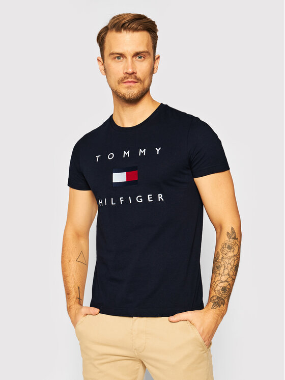 Tommy Hilfiger T shirt Flag MW0MW14313 Bleu marine Regular Fit Modivo