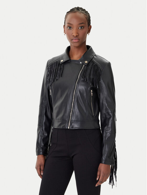 Rinascimento Rinascimento Geacă din imitație de piele CFC0124662003 Negru Regular Fit