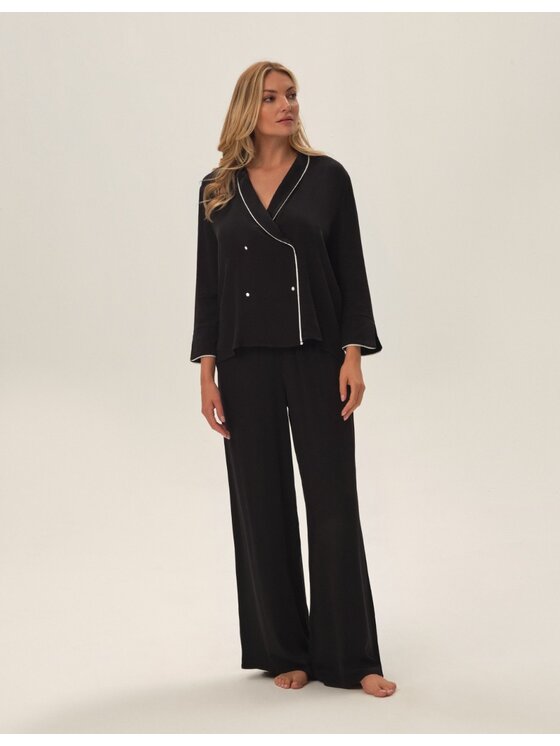 Esotiq Esotiq Piżama 42110 Czarny Regular Fit