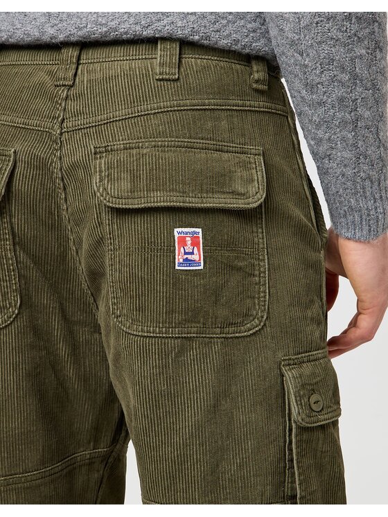 Wrangler Wrangler Spodnie materiałowe CASEY CARGO Zielony Straight Fit