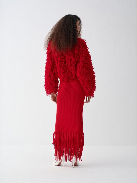 La Mania La Mania Bluza FRINGE Czerwony Basic Fit