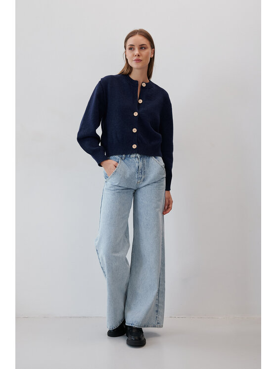 Fobya Fobya Kardigan F2059 Granatowy Basic Fit