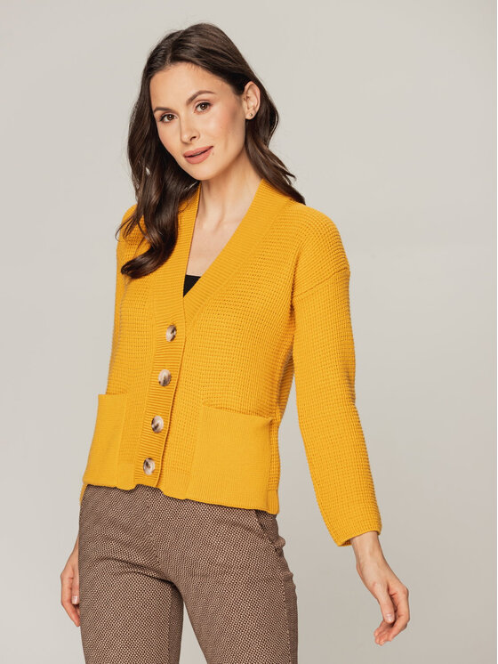 Willsoor Willsoor Kardigan 66856/3 Żółty Regular Fit
