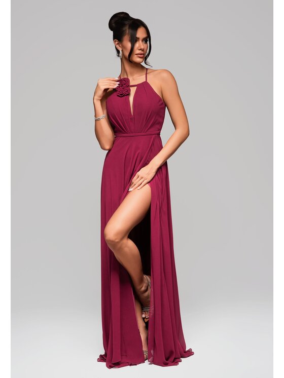 Ombre Ombre Sukienka wieczorowa LA-OM-DLR156 Czerwony Regular Fit