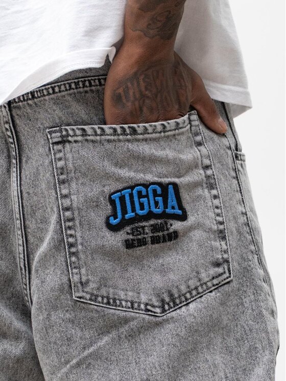 Jigga Wear Jigga Wear Jeansy Szerokie luźne streetwear uliczne premium 129195 Szary Baggy Fit