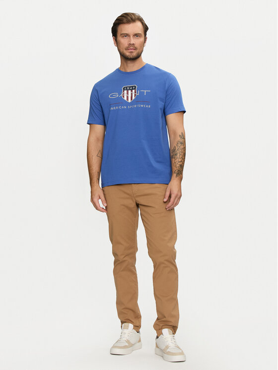 Gant Gant T-Shirt Archive Shield 2003199 Niebieski Regular Fit