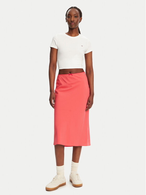 Tommy Jeans Tommy Jeans Φούστα midi Tjw Midi Aop Skirt DW0DW20272 Κοραλλί Regular Fit