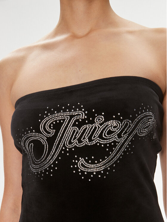 Juicy Couture Juicy Couture Každodenné šaty Bandeau Scatter Diamante JCBED223805 Čierna Slim Fit