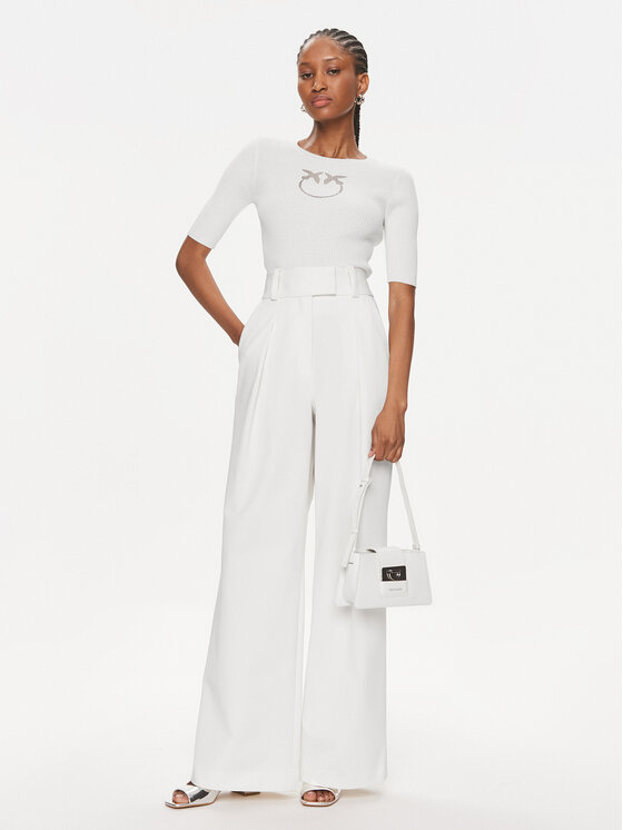 PINKO Pinko Sweter Tritone 102017 A1KW Biały Slim Fit