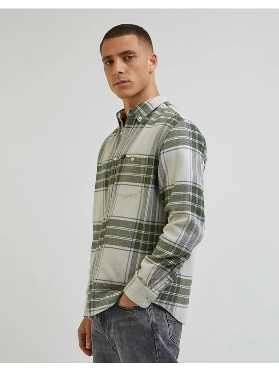 Lee Lee Koszula Riveted Shirt Zielony Relaxed Fit