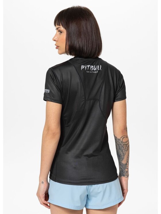 PITBULL PITBULL T-Shirt Koszulka sportowa damska Mesh PUPPY XL Czarny Regular Fit