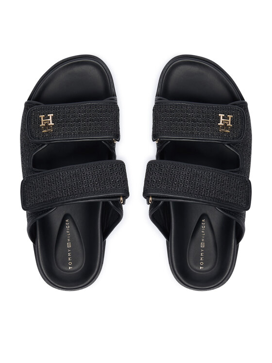 Tommy Hilfiger Tommy Hilfiger Чехли Double Strap Raffia FW0FW09122 Черен
