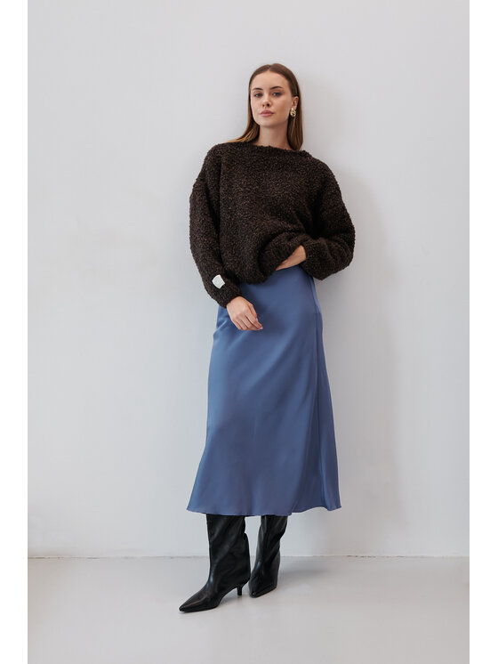 Fobya Fobya Sweter F2050 Brązowy Basic Fit