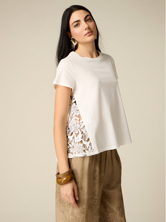 Oltre Oltre T-Shirt G035J004564N011 Biały Regular Fit