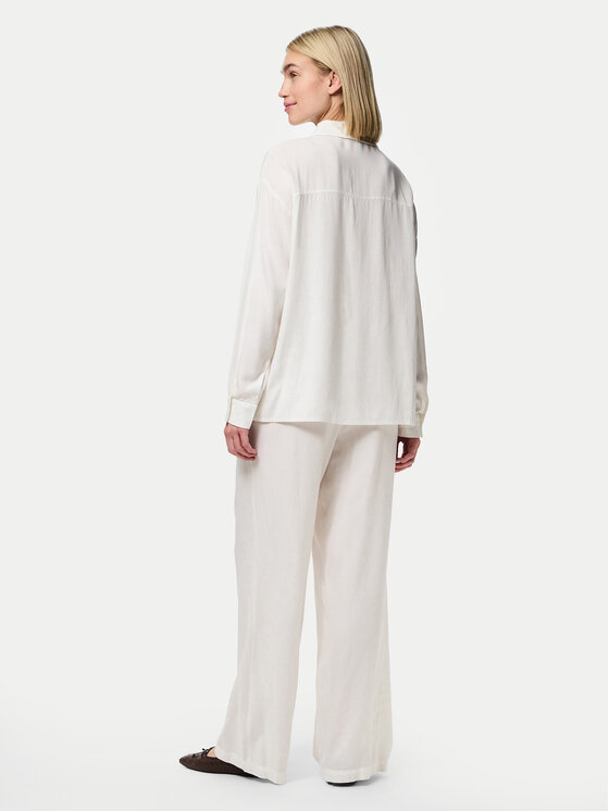 Pieces Pieces Bavlnené nohavice Pia 17149314 Biela Wide Leg