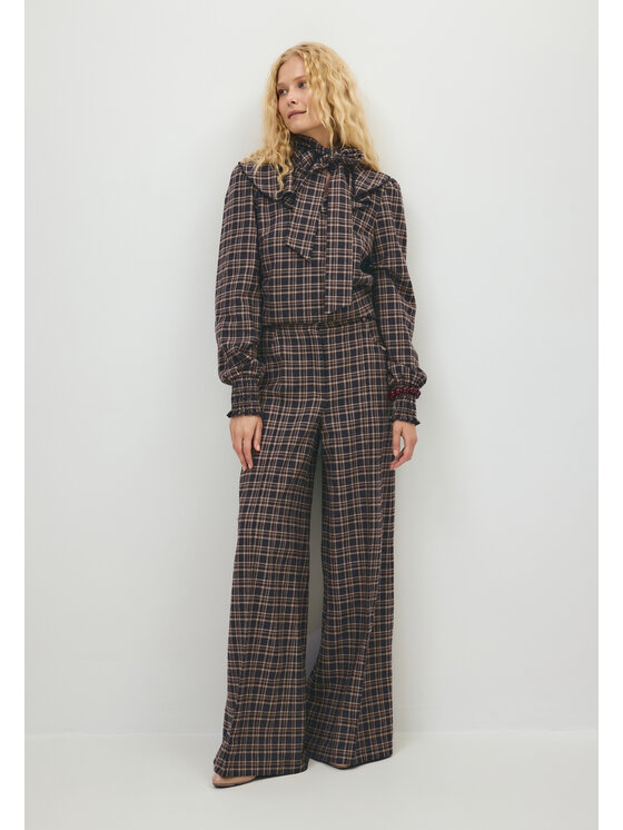 BIZUU BIZUU Košile FEY BOW CHECKED SHIRT Hnědá Standard Fit