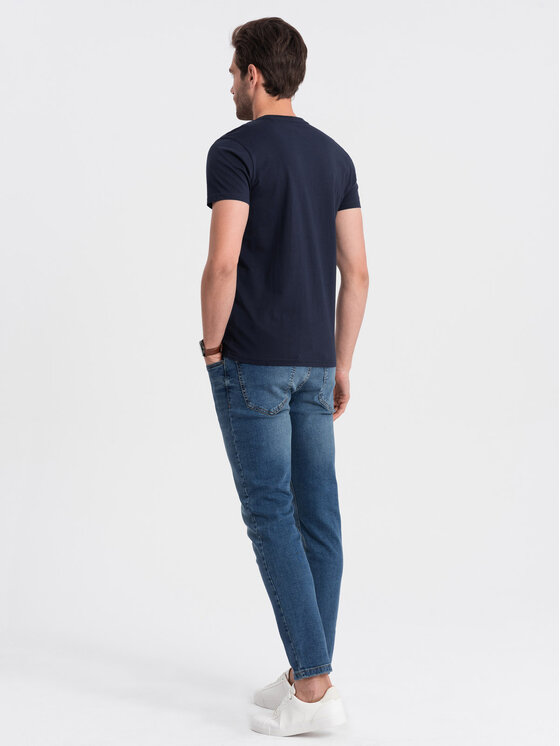 Ombre Ombre T-Shirt OM-TSBS-0145 Tmavomodrá Classic Fit