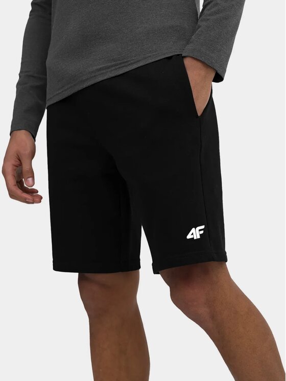 4F 4F Bavlnené šortky 4FWSS25TSHOM0817-20S Čierna Regular Fit