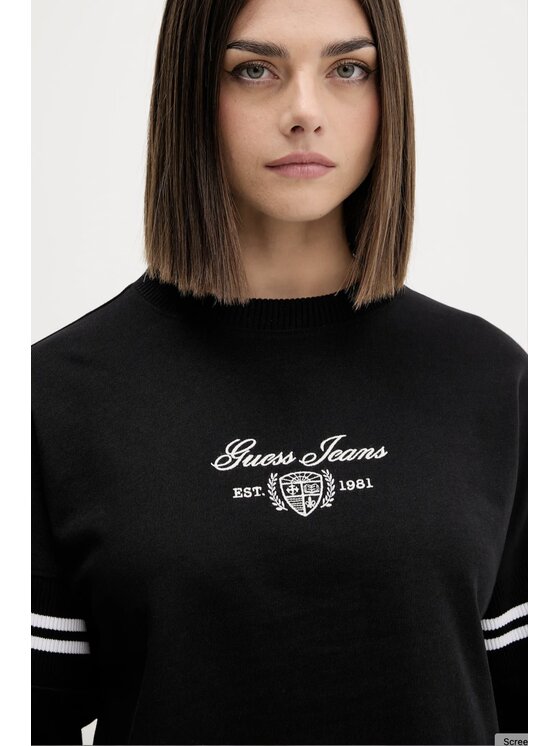 Guess Jeans Guess Jeans Μπλούζα GJ LS RIB CN SWEATSHIRT Μαύρο Regular Fit