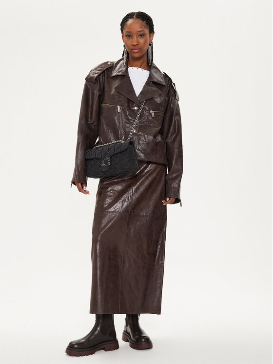 Gestuz Gestuz Gonna di pelle 10908393 Marrone Relaxed Fit