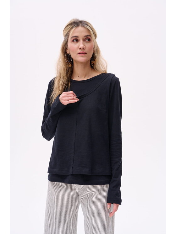 blue shadow blue shadow Bluzka Klarisa Czarny Regular Fit
