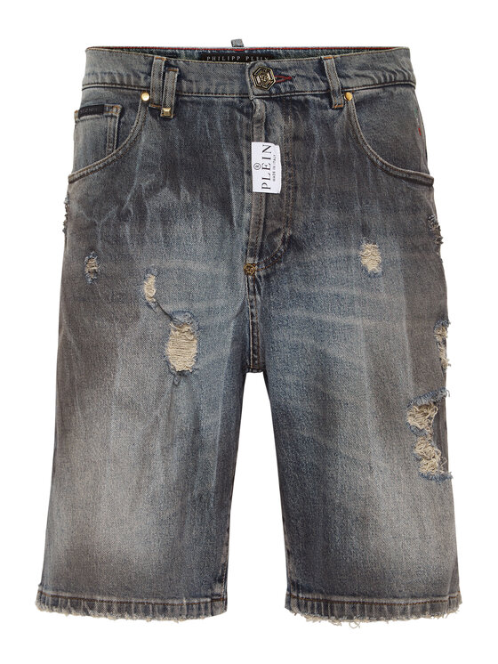 PHILIPP PLEIN PHILIPP PLEIN Džínové šortky 9603 Šedá Loose Fit