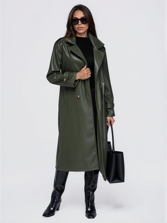 Ombre Ombre Płaszcz przejściowy OW-CT-E0042 Khaki Relaxed Fit
