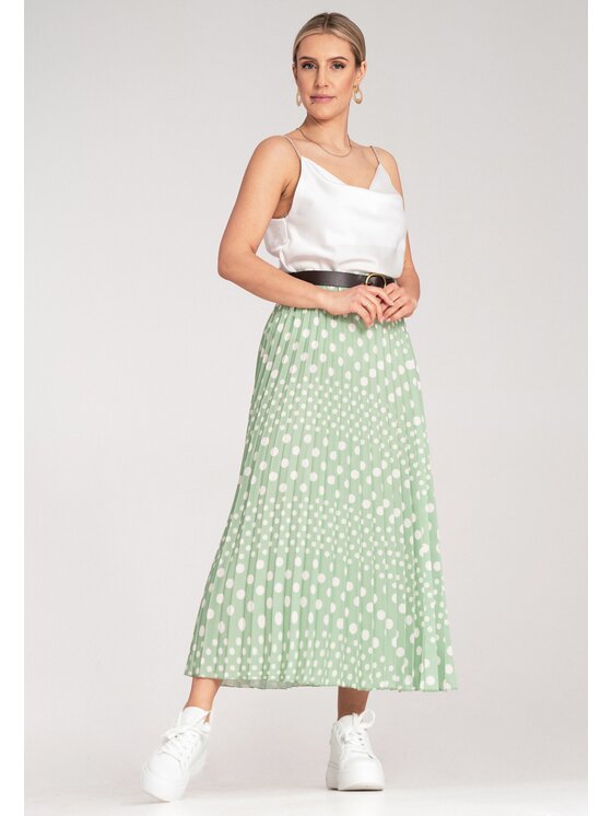 FIGL FIGL Gonna plissettata M1155 Verde Flared Fit