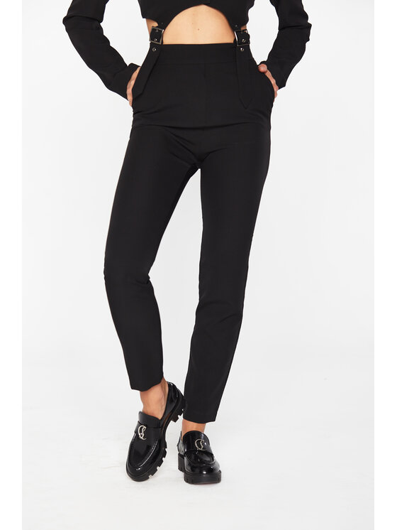 MANDRAGORA Pantaloni di tessuto feminity Nero Slim Fit
