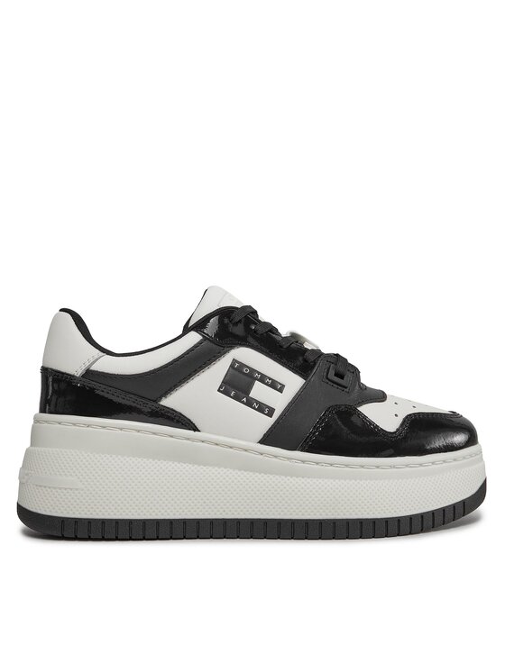 Tommy Jeans Snīkeri Tjw Retro Basket Flatform Patent EN0EN02523 Écru