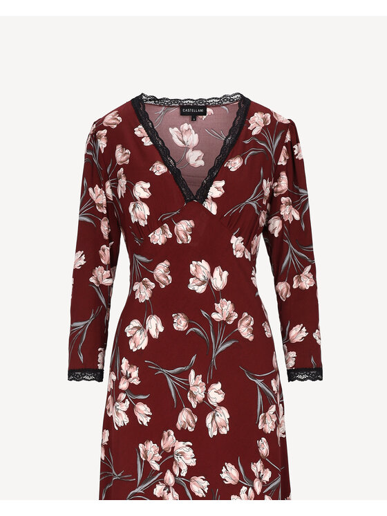 Castellani Castellani Sukienka codzienna Elena Bordowy Regular Fit
